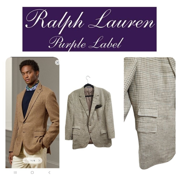 Ralph Lauren Purple Label Plaid Suit Jacket Size 49 R - Picture 1 of 16